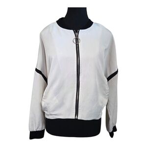 ⭐️Unbranded Women's Black and White Bomber Jacket With Embroidery Size Med